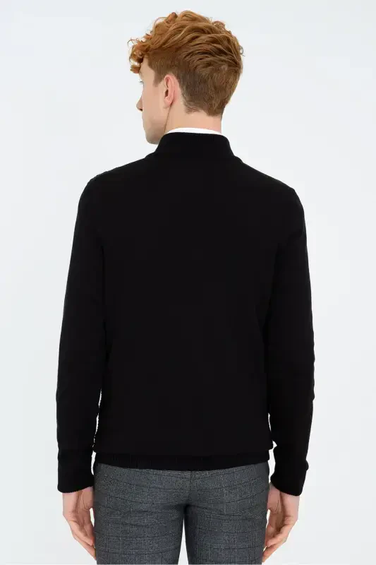 Black Men's Cardigan-VR046 - 3