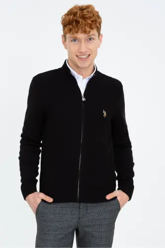 Black Men's Cardigan-VR046 