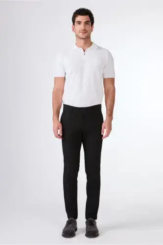 Black Men's Extra Slim Fit Melange Pattern Classic Pants - 103484 - 1