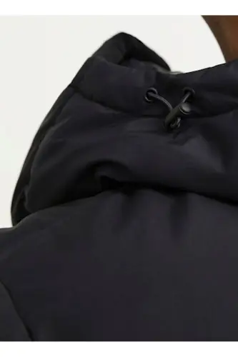 Black Men's Jacket 12256974_JJEBRADLEY PUFFER HOOD SN - 4