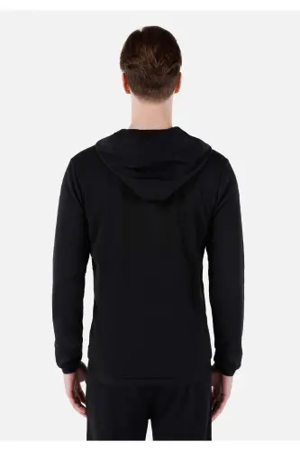 Black men's jacket with a hood and pockets. - COLIN’S (1)
