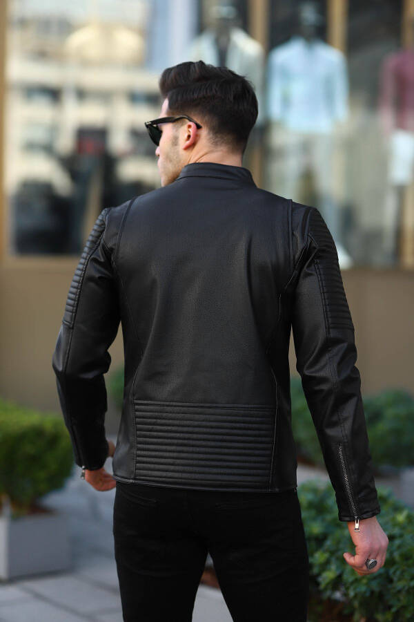 Black Men's Leather Jacket - 5