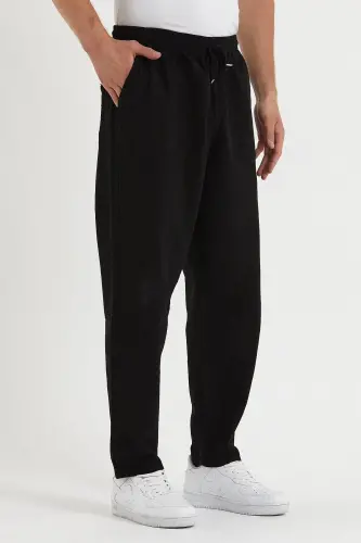 Black Men's Linen Trousers 1480-BLACK - 3