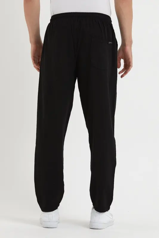 Black Men's Linen Trousers 1480-BLACK - 4