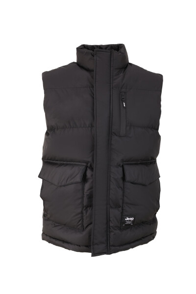 Black Men's Puffer Vest - 1