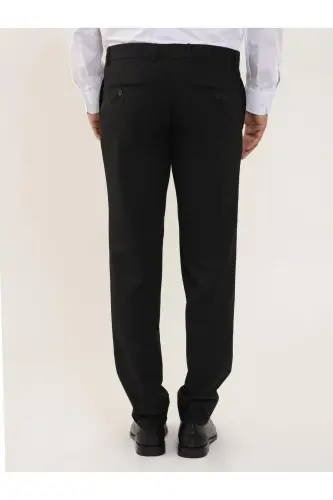 Black Men's Regular Fit Flat Front Classic Trousers - 103979 - 5