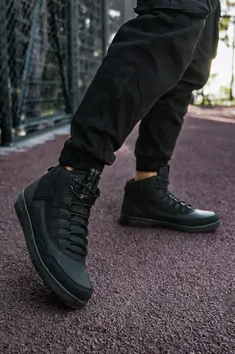 Black Men's Sneaker Boot-Black - 1