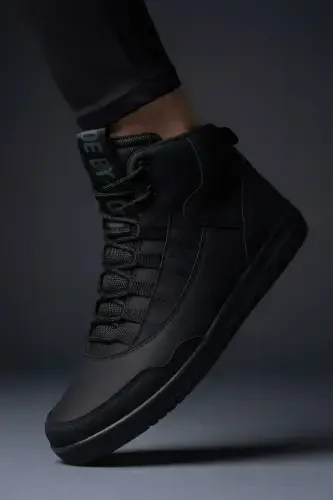Black Men's Sneaker Boot-Black - 7