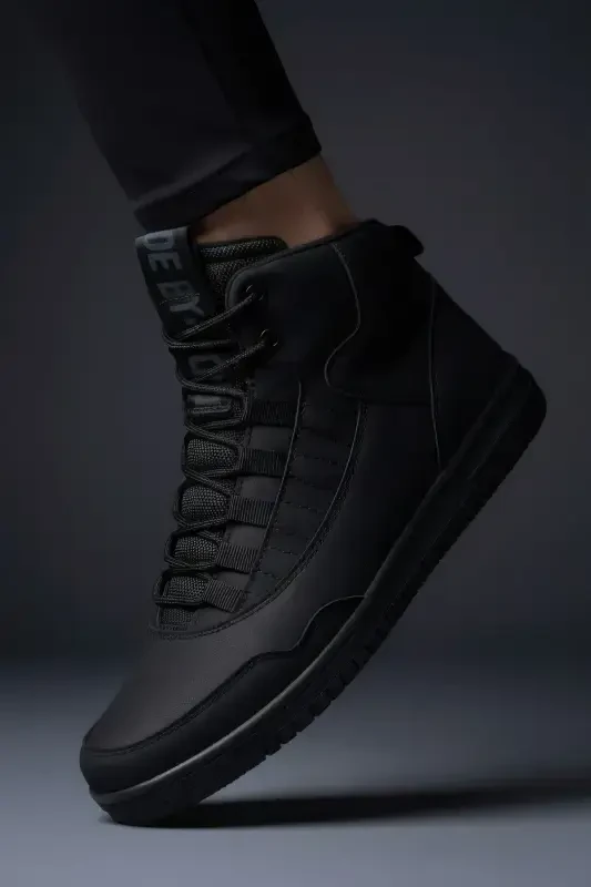 Black Men's Sneaker Boot-Black - 7