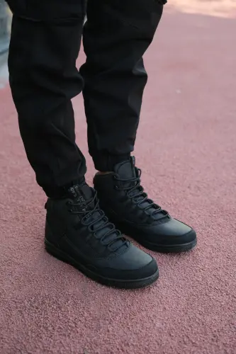 Black Men's Sneaker Boot-Black - 3