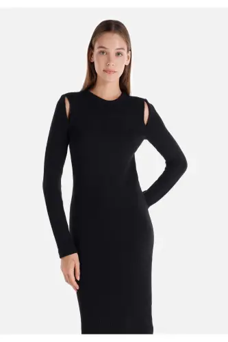 Black midi dress for women - 1