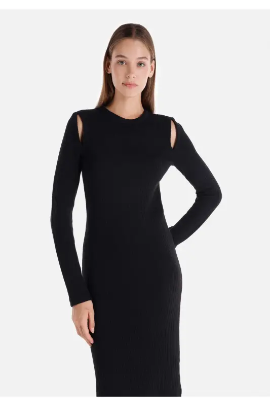 Black midi dress for women - 1