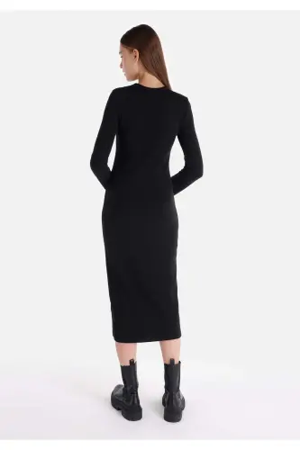 Black midi dress for women - 2