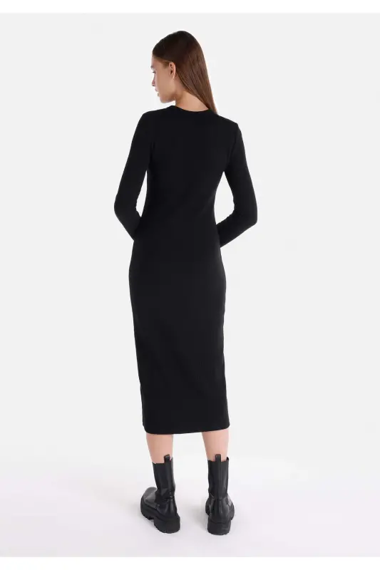 Black midi dress for women - 2