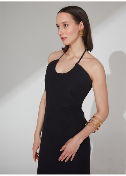 Black midi dress for women - 8