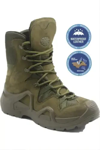 Black Military boot WATERPROOF Winter Men's Trekking Sneaker Water&cold Proof thermal Tactical boot-khaki - 2