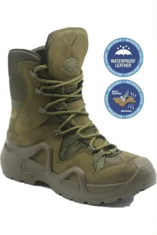 Black Military boot WATERPROOF Winter Men's Trekking Sneaker Water&cold Proof thermal Tactical boot-khaki - 2