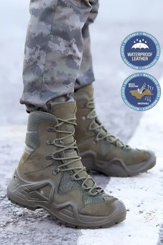 Black Military boot WATERPROOF Winter Men's Trekking Sneaker Water&cold Proof thermal Tactical boot-khaki 