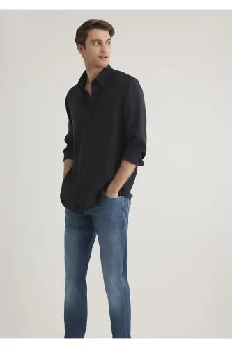 Black Modal Shirt Regular Fit 0211 - 3