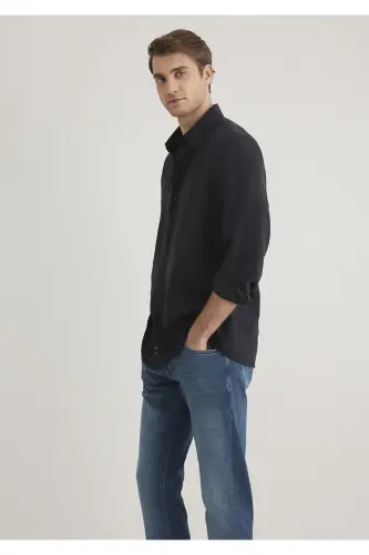 Black Modal Shirt Regular Fit 0211 - 4