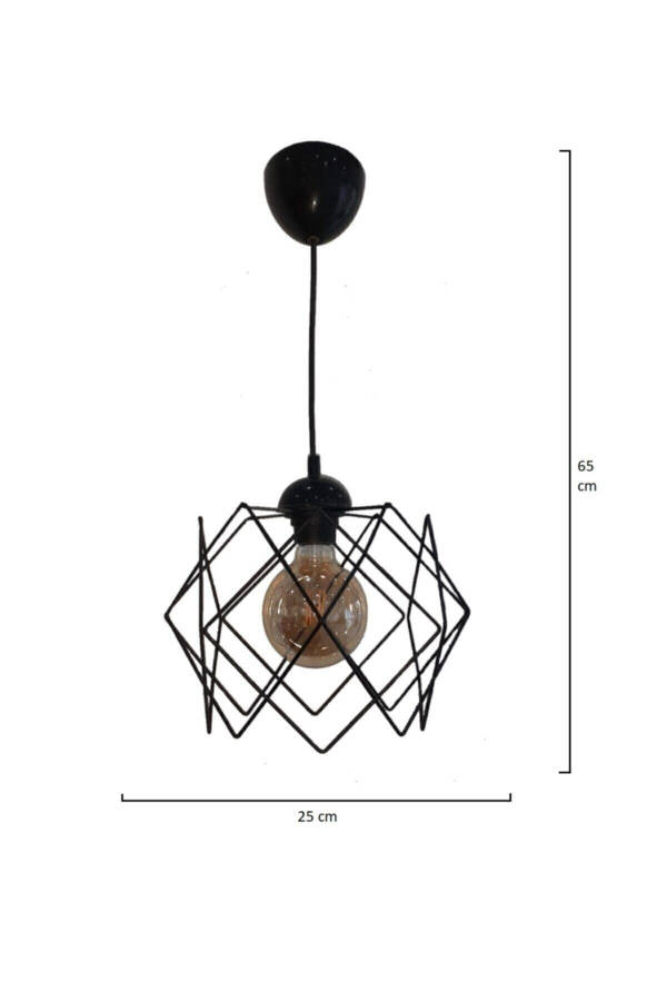 Black Multi-Square Single Pendant Chandelier (GLASSLESS) - 12