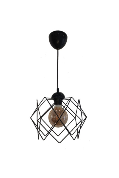 Black Multi-Square Single Pendant Chandelier (GLASSLESS) - 15