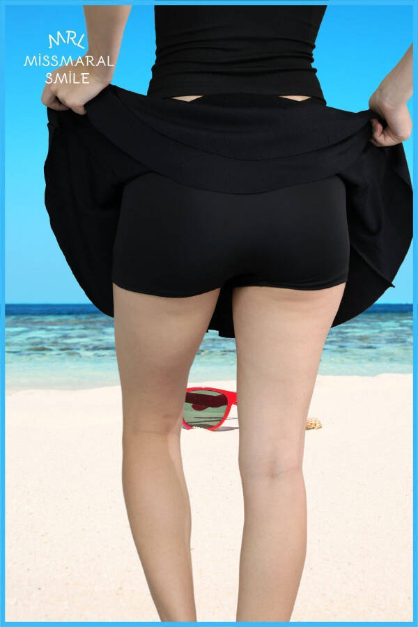 Black Mykonos Skirt with Shorts Pool-Sea Sports And Everyday Use Skirt With Shorts 4101 - 7