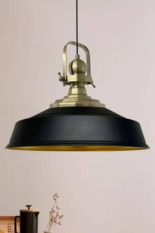 Black Noble Single Chandelier Antique Hood Retro Pendant Lamp School Hairdresser Saloon Chandeliers-Black - 1