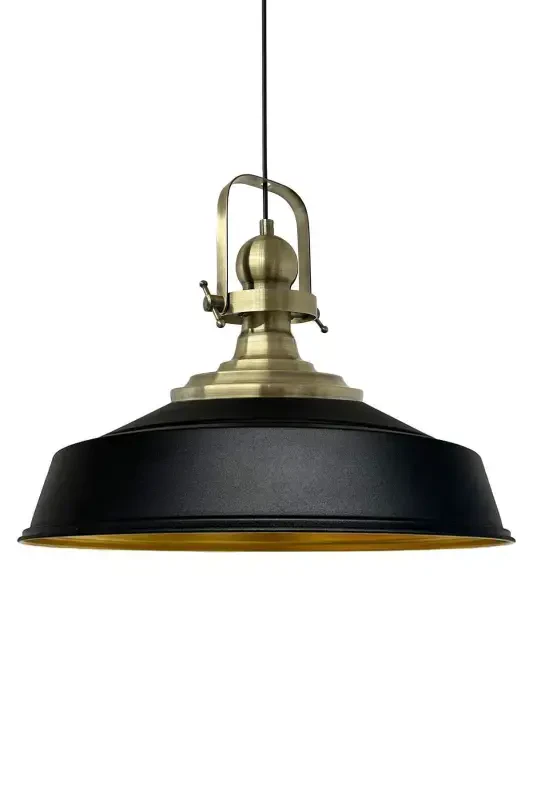 Black Noble Single Chandelier Antique Hood Retro Pendant Lamp School Hairdresser Saloon Chandeliers-Black - 5