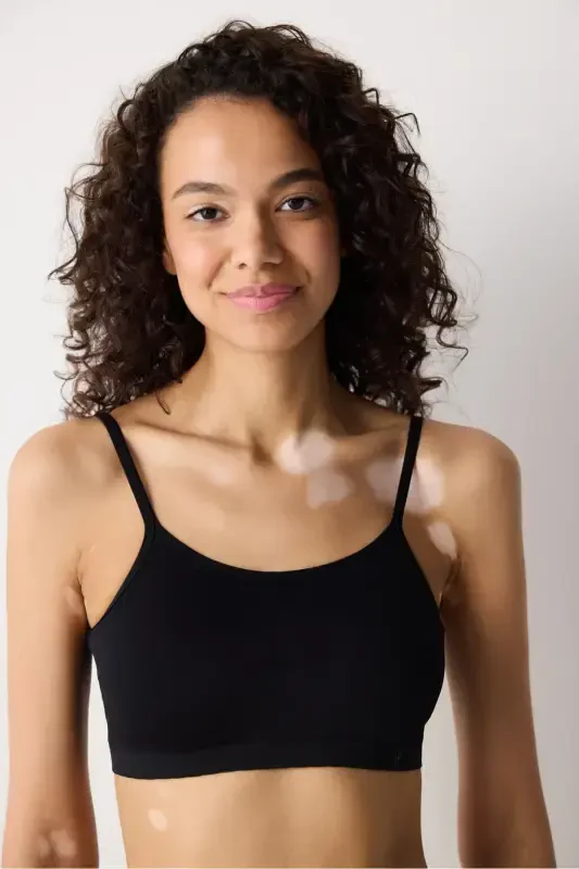 Black Nu Basic Covered Seamless Wireless Bra-Black - 2