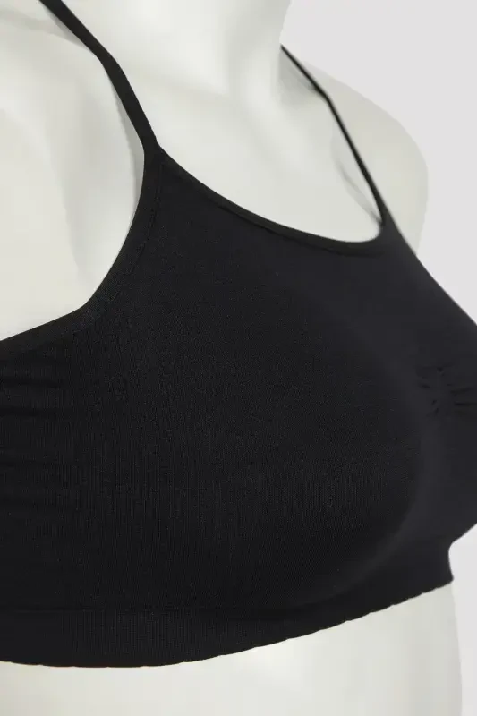 Black Nu Basic Covered Seamless Wireless Bra-Black - 5