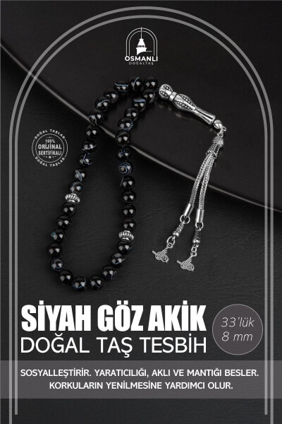 Black Onyx Prayer Beads (33 beads - 8mm) - OSMANLI DOĞAL TAŞ