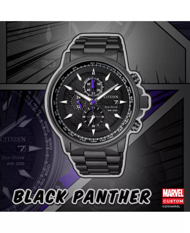 Black Panther Chronograph Black Bracelet Watch 42mm Black - 5