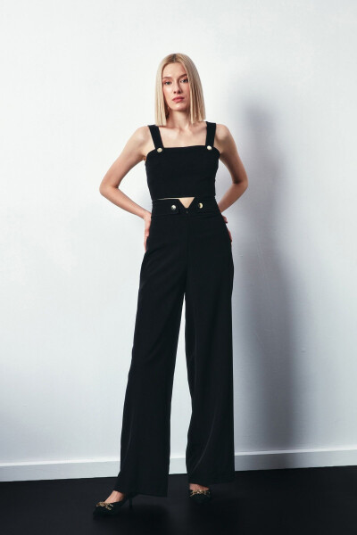 Black Pants with Waist Detail - 1