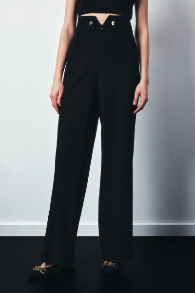 Black Pants with Waist Detail - 5