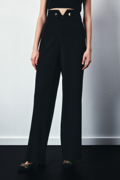 Black Pants with Waist Detail - 11