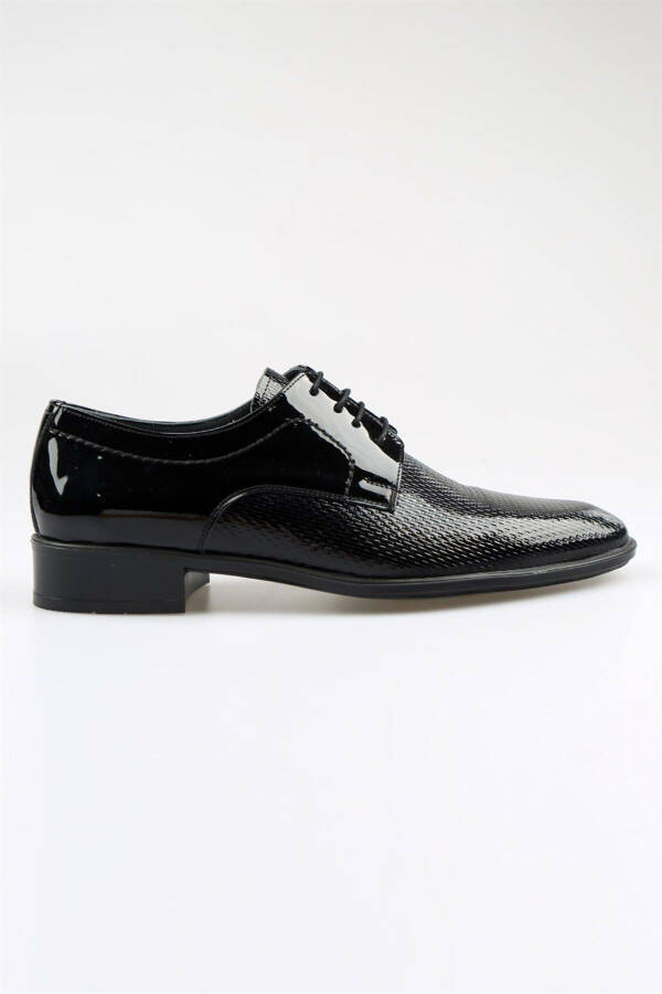 Black Patent Leather Lace-Up Men's Classic Shoes - 6