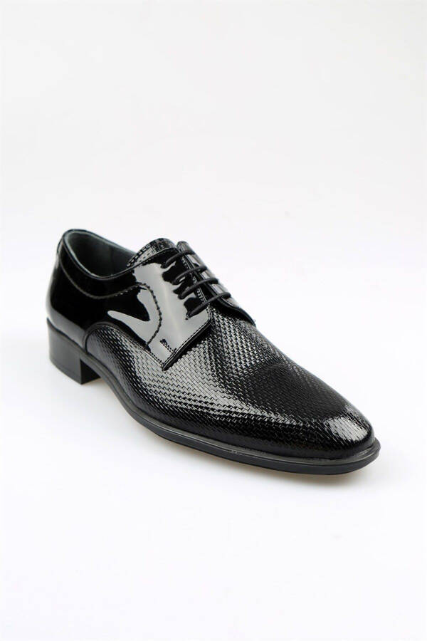 Black Patent Leather Lace-Up Men's Classic Shoes - 7