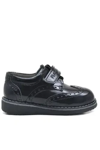 Black Patent Leather Velcro Everyday Baby Boy Shoes - RAKERPLUS (1)