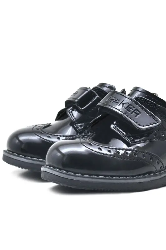 Black Patent Leather Velcro Everyday Baby Boy Shoes - 5