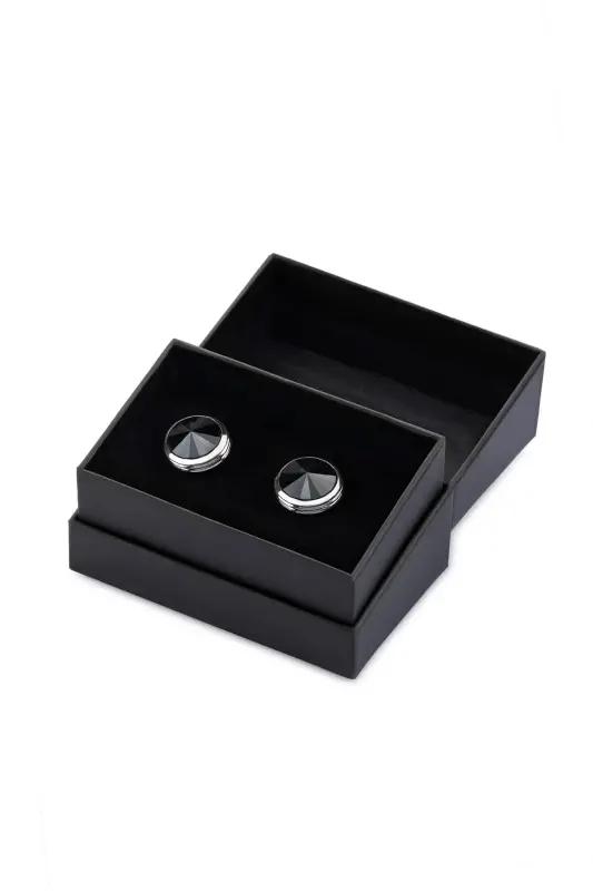 Black Patterned Cufflinks - Black-0- - 1