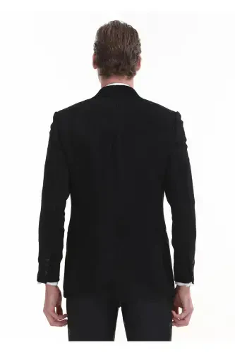Black Patterned Thin&taller Slim Fit Double-Breasted Woven Tuxedo Suit - 6