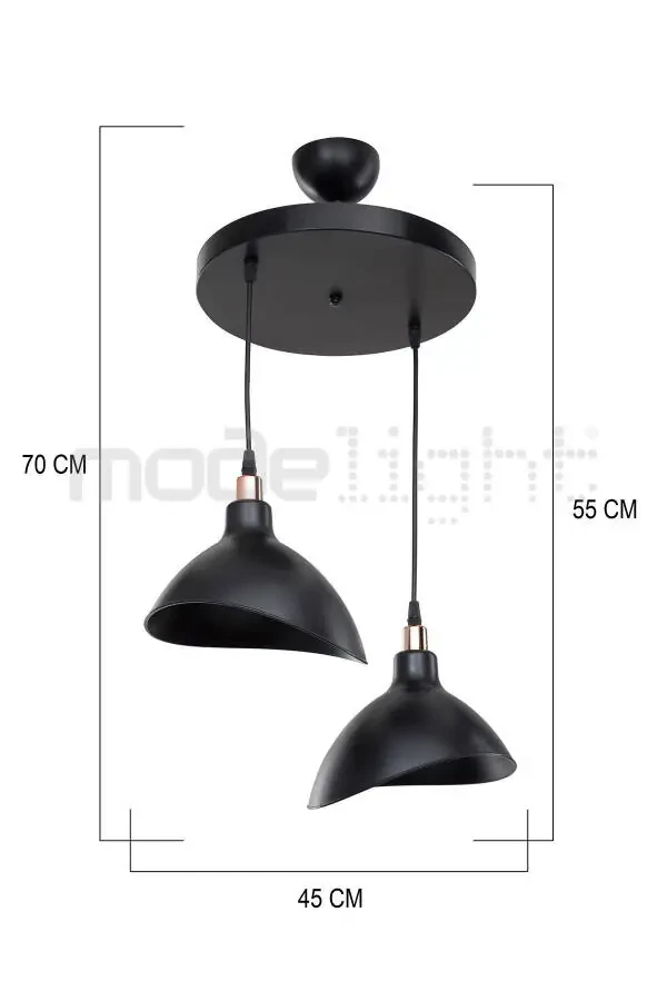 Black Pendant Chandelier Bedroom Living Room Kitchen Corridor Lamp - 3