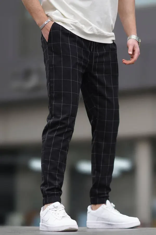 Black Plaid Jogger Mad4081 - 9
