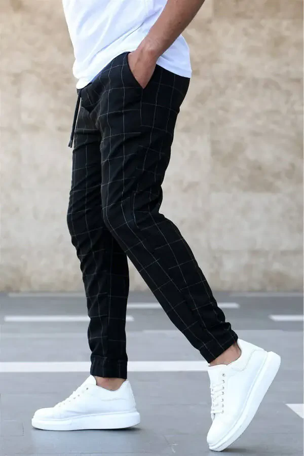 Black Plaid Jogger Mad4081 - 12