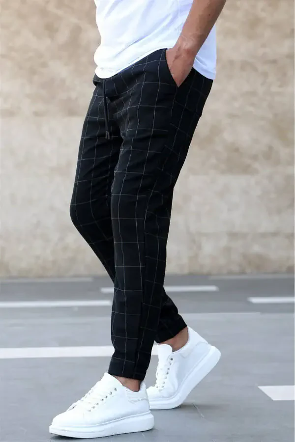 Black Plaid Jogger Mad4081 - 2