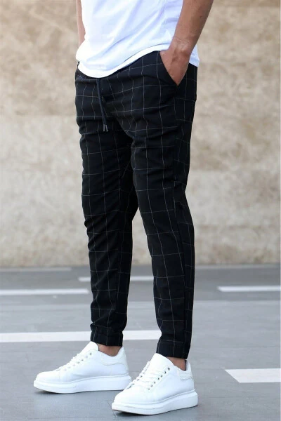 Black Plaid Jogger Mad4081 - 4