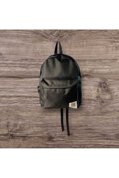 Black Plain Black Unisex Laptop School Course Camp Travel Trip Daily Use Backpack - 2