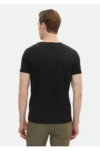 Black Plain Cotton Blend T-Shirt - 5