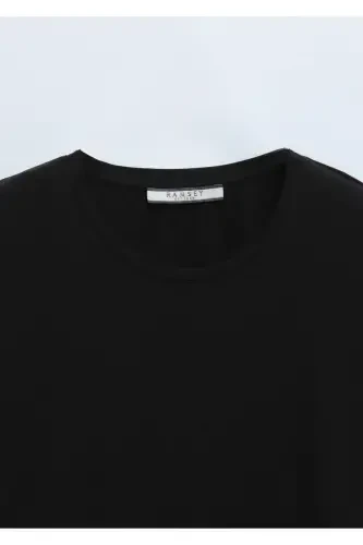 Black Plain Cotton Blend T-Shirt - 7
